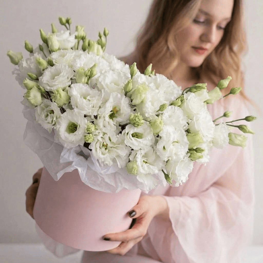 White eustoma in a box
