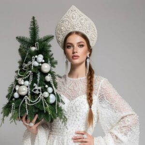 Новогодняя ель с бусинами