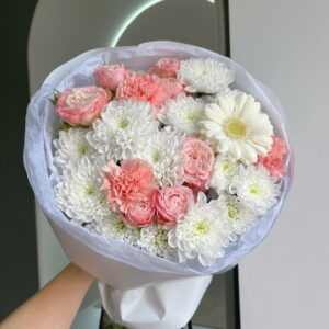 Круглый евробукет в нежных тонах «Vanessa»