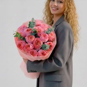 Букет из 15 пионовидных роз Pink Expression